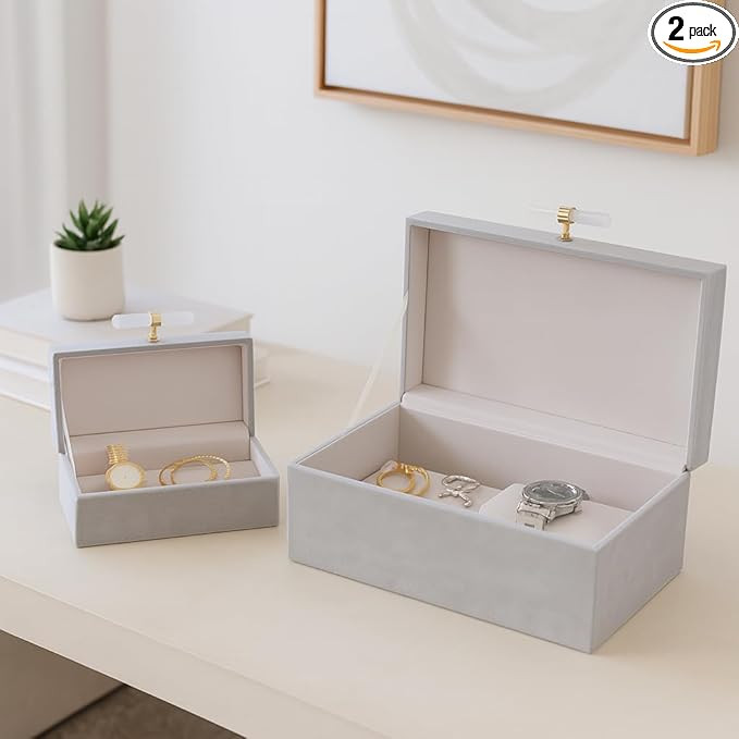 Minimalist Decorative Boxes for Home Decor – Jewelry Boxes with Lid and Handle for Keepsakes an... | Amazon (US)