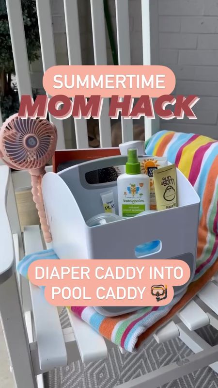 School is out for summer! 😎 We know a lot of families are going to be enjoying the pool, so here’s our mom hack for pool days. We turned our diaper caddy into a pool caddy! 🙌 It’s the perfect way to reuse! We filled it with all the items we need by the pool:
• Sunscreen ☀️
• Bug spray 🐜
• Lip balm 💄
• Kids’ goggles 🥽 
• Water mister - because a little spritz feels good on hot days 😉
• Wet brush - so much easier to brush your hair and your kids’ hair when wet 👱🏼‍♀️
• Wipes 🧻 
• Bluetooth speaker for some fun music 🎶
• A book or magazine for you 📖
• Portable fan 🪭
• Sunglasses 😎 
• Band-aids 🩹 

What else would you add to your pool caddy?! 

#LTKfamily #LTKkids #LTKSeasonal
