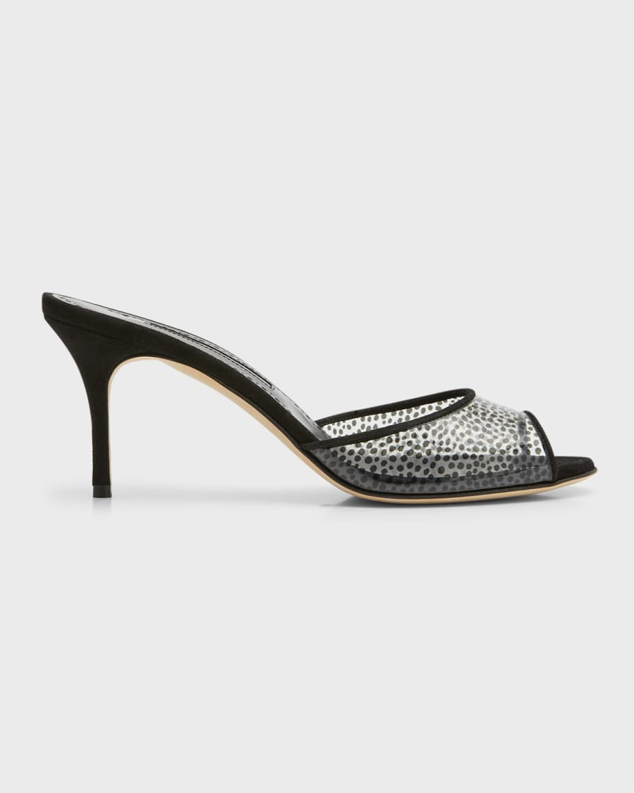 Manolo Blahnik Jadifa Clear Stiletto Mule Sandals | Neiman Marcus