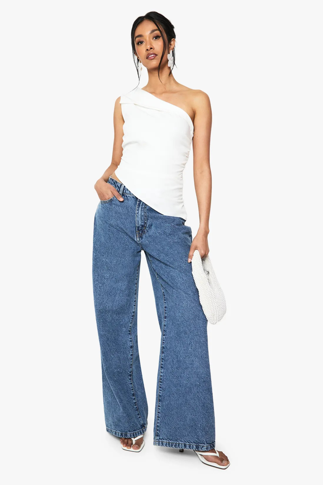 Ruched One Shoulder Asymmetric Top | Boohoo.com (UK & IE)