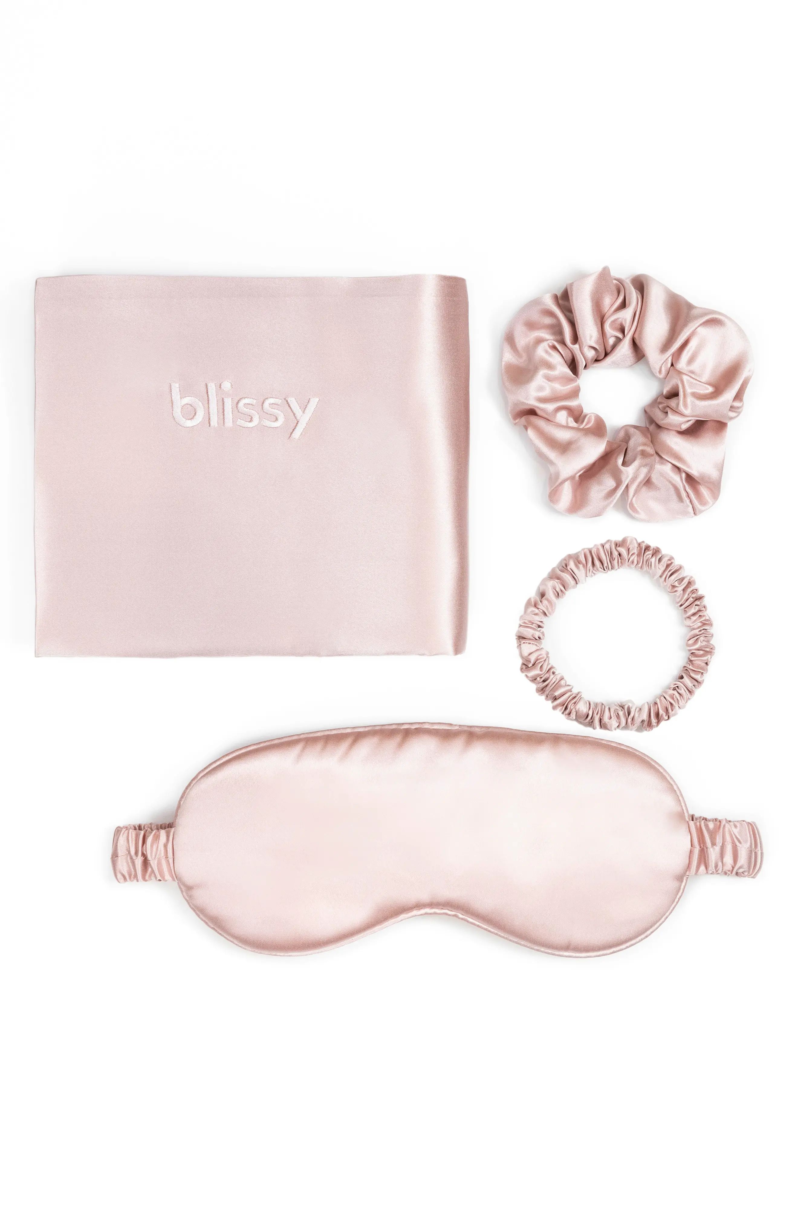 BLISSY Dream 4-Piece Mulberry Silk Set in Pink at Nordstrom, Size King | Nordstrom