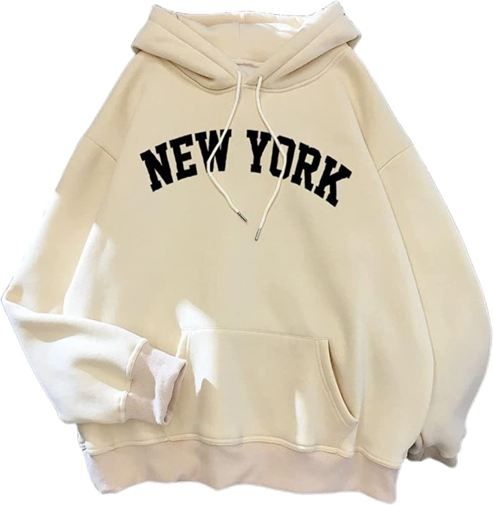 Teen Girls Hoodies for Women New York Printed Preppy Sweatshirt Boyfriend Oversized Hoodie Loose ... | Amazon (US)