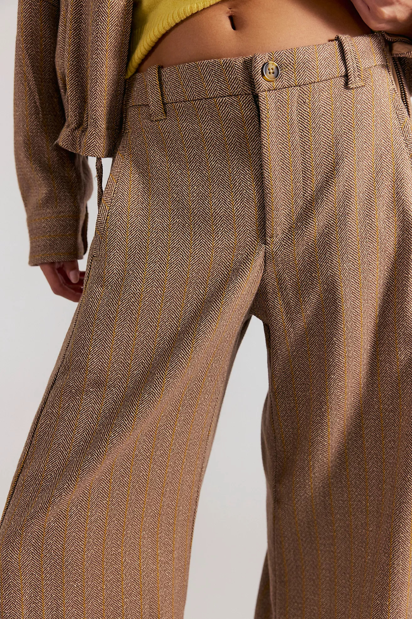 Spotlight Herringbone Barrel Trousers | Free People (Global - UK&FR Excluded)