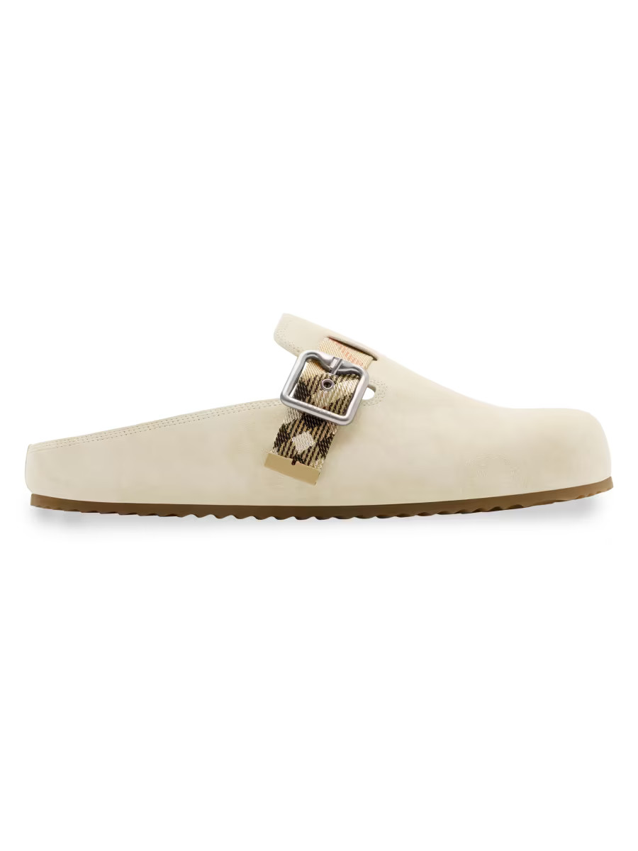 Burberry Urchin Suede Clogs | Saks Fifth Avenue | Saks Fifth Avenue