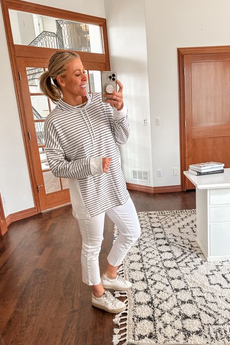 Wearing large in this cozy tunic! Comes in 4 colors. Pants fit true to size  

@walmartfashion #walmartpartner #walmartfashion 