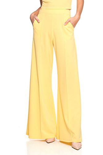 Women's J2 Love Flowing Palazzo Pants, Medium, Yellow | Amazon (US)
