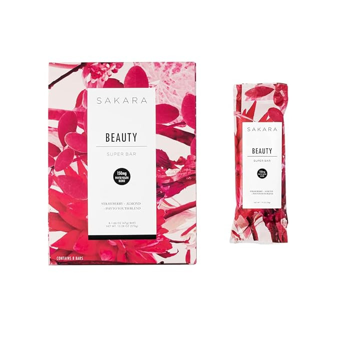 Sakara Super Bar w/ Strawberry Almond Flavor + Skin Supporting Ingredients | 10g Organic Plant Pr... | Amazon (US)