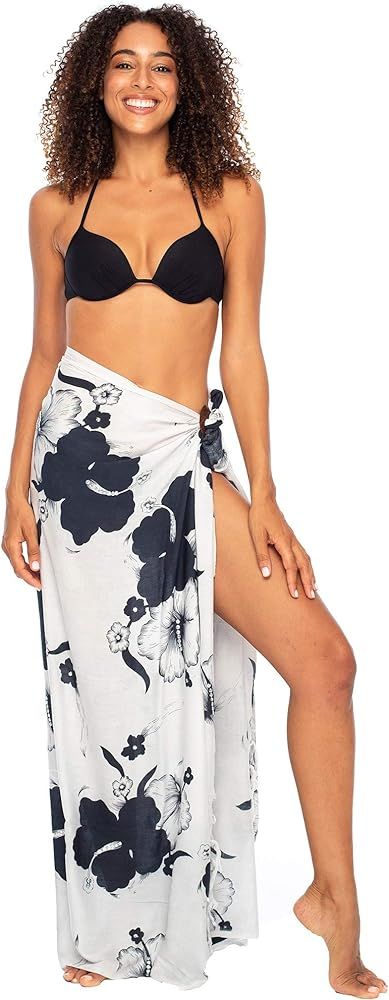 Back From Bali Womens Sarong Swimsuit Cover Up Floral Hibiscus Sequins Beach Wear Bikini Wrap Ski... | Amazon (US)