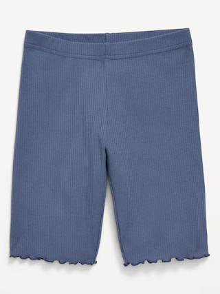 Long Ribbed Lettuce-Edge Biker Shorts for Girls | Old Navy (US)