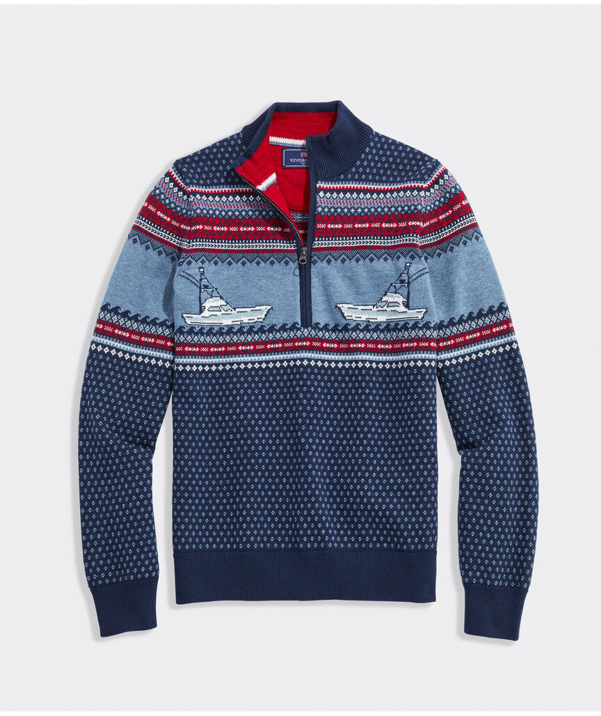 Boys' Fishing Fair Isle Quarter-Zip | vineyard vines