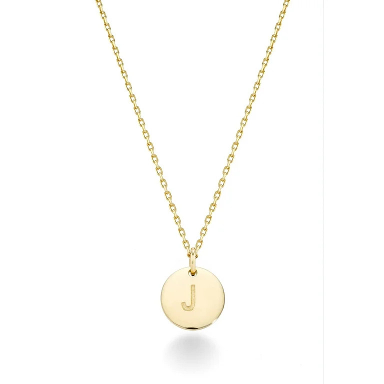 Miabella 925 Sterling Silver or 18K Yellow Gold Over Silver Round Initial Pendant Necklace for Wo... | Walmart (US)