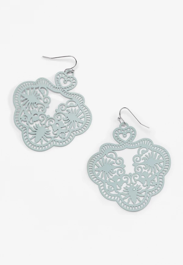 Sage Laser Cut Out Drop Earrings | Maurices