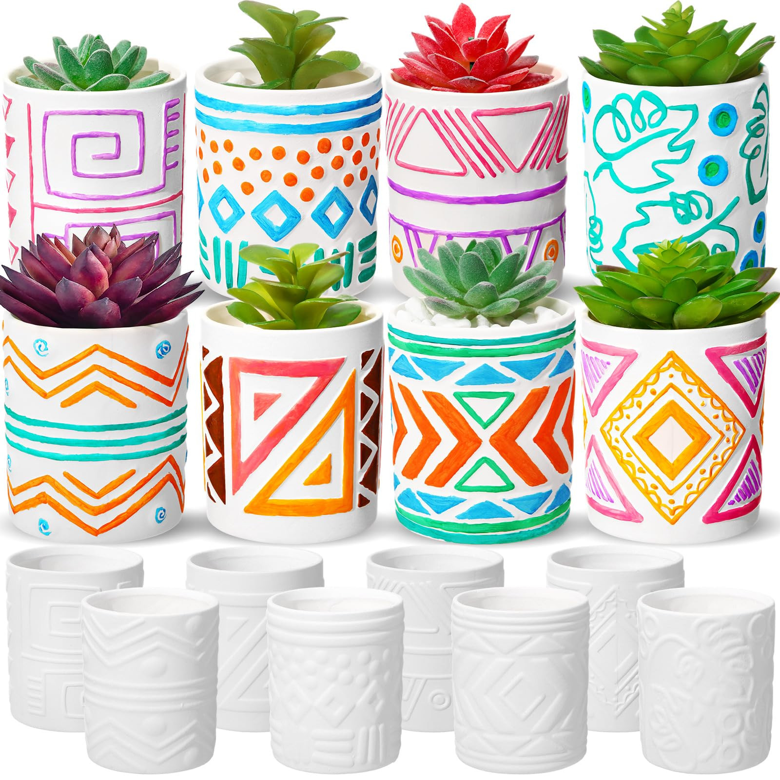 Zubebe 12 Pcs Paint Your Own Ceramic Pot Bulk Ready to Paint Ceramics Plant Pot DIY Mini Ceramic ... | Amazon (US)