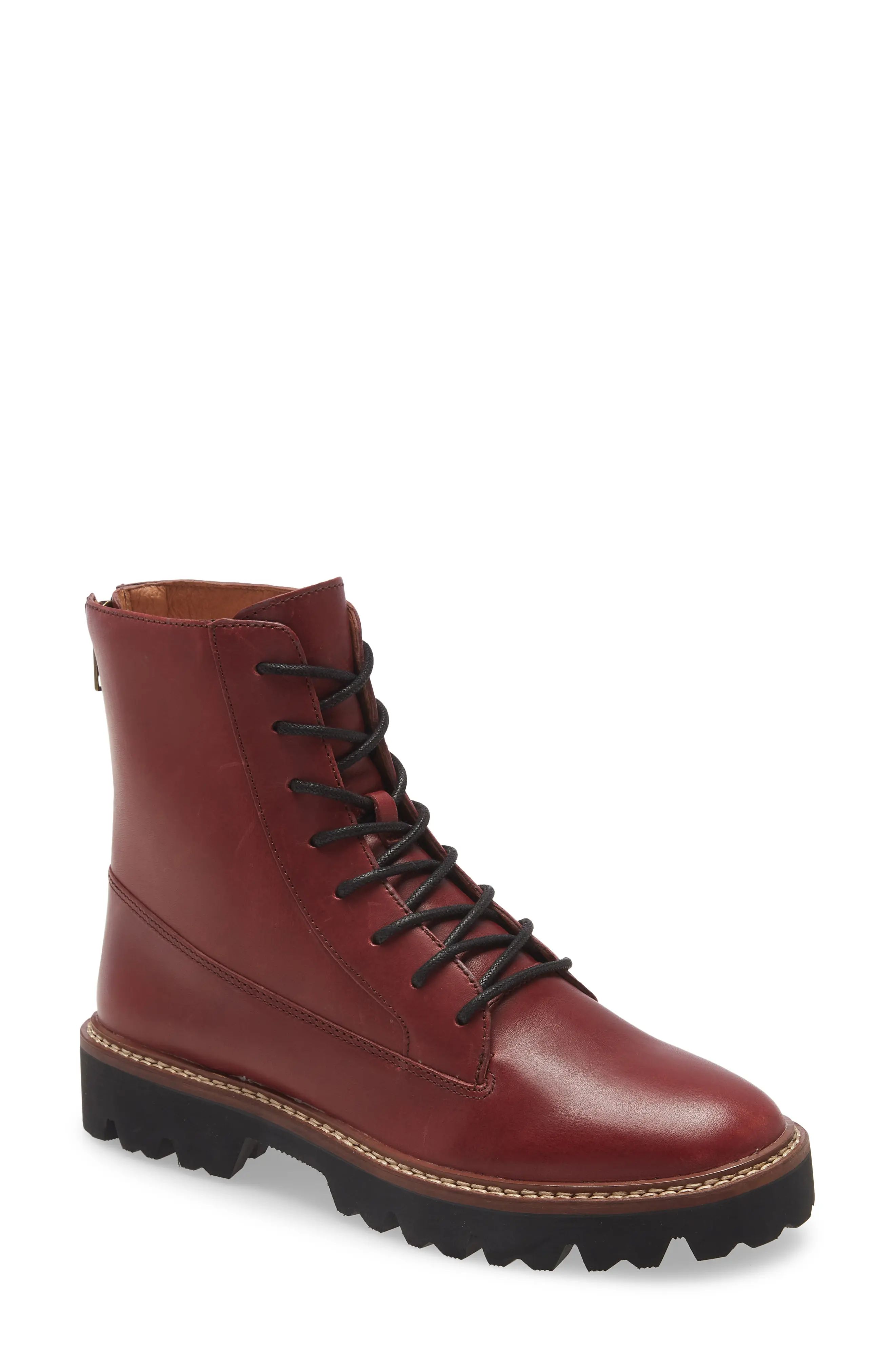 Madewell The Citywalk Lugsole Lace-Up Boot in Rusted Burgundy at Nordstrom, Size 5 | Nordstrom