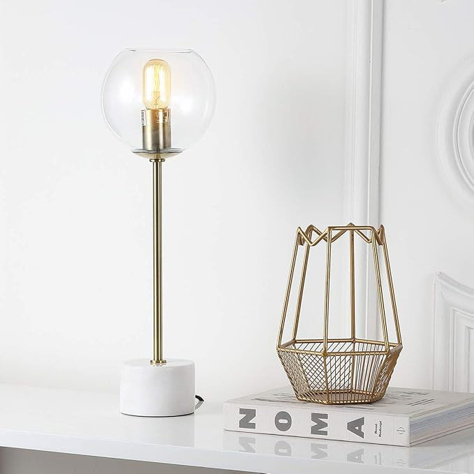 Safavieh Lighting Collection Caden Brass Gold/White 22-inch Bedroom Living Room Home Office Desk ... | Amazon (US)