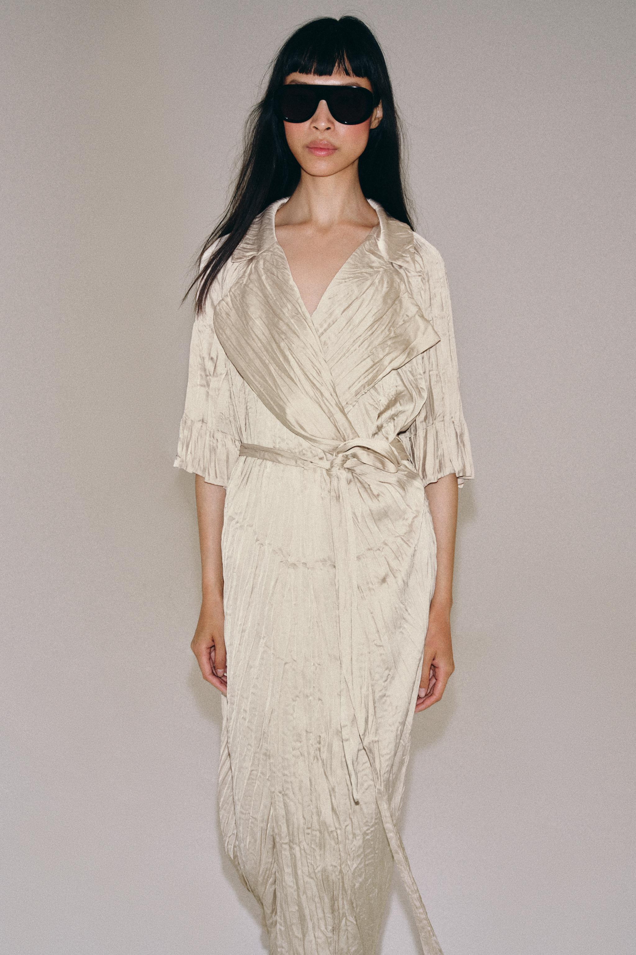 ZW COLLECTION PLEATED BELTED DRESS | Zara US