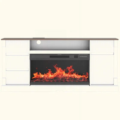 Modern 3-Sided Glass TV Stand With Electric Fireplace For Tvs Up To 80", Entertainment Center With LED Lights, Storage Cabinet & Drawers For Living Ro | Wayfair North America