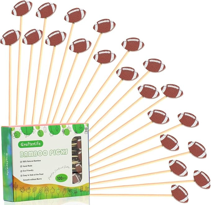 Crafterlife 100pcs Football Cocktail Picks Decorative Toothpicks Fruit Sandwich Skewers Dessert S... | Amazon (US)