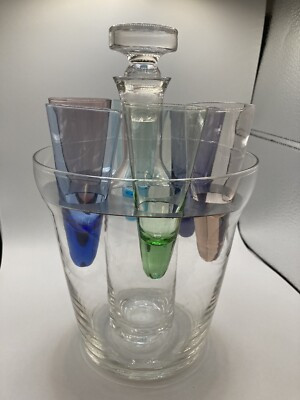 multi colored shot glasses With Ice Bucket | eBay US