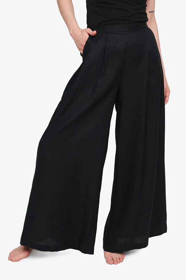 Palazzo Pant Black Linen | The Sleep Shirt