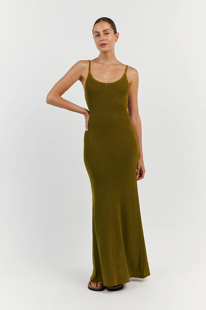 ASHER OLIVE KNIT DRESS | DISSH