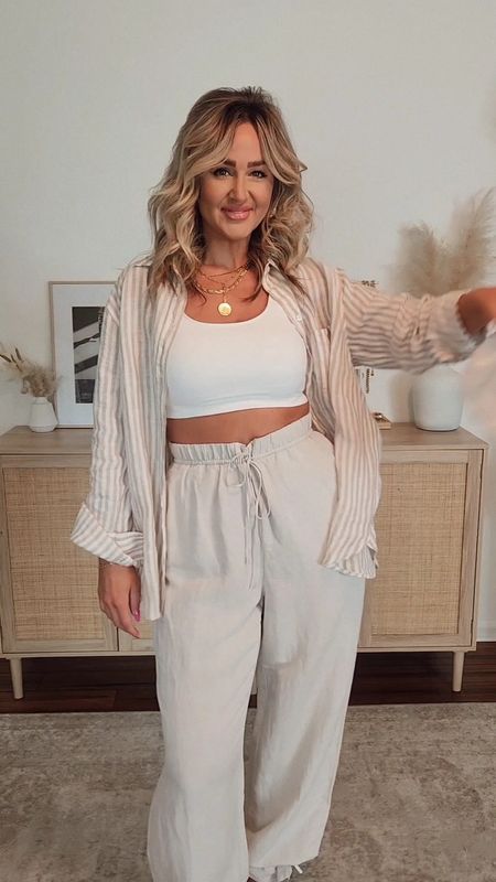 elevating this linen look with block heels + the hair tie hack! hm outfit, linen pants, spring outfit, summer outfit

#LTKstyletip #LTKVideo #LTKfindsunder50