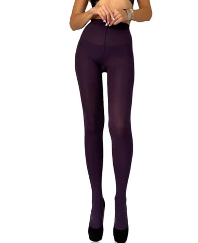 Mila Marutti Opaque Dark Purple Tights for Women | Soft Plum Color Stockings Pantyhose - Dark Purple, M | Amazon (US)