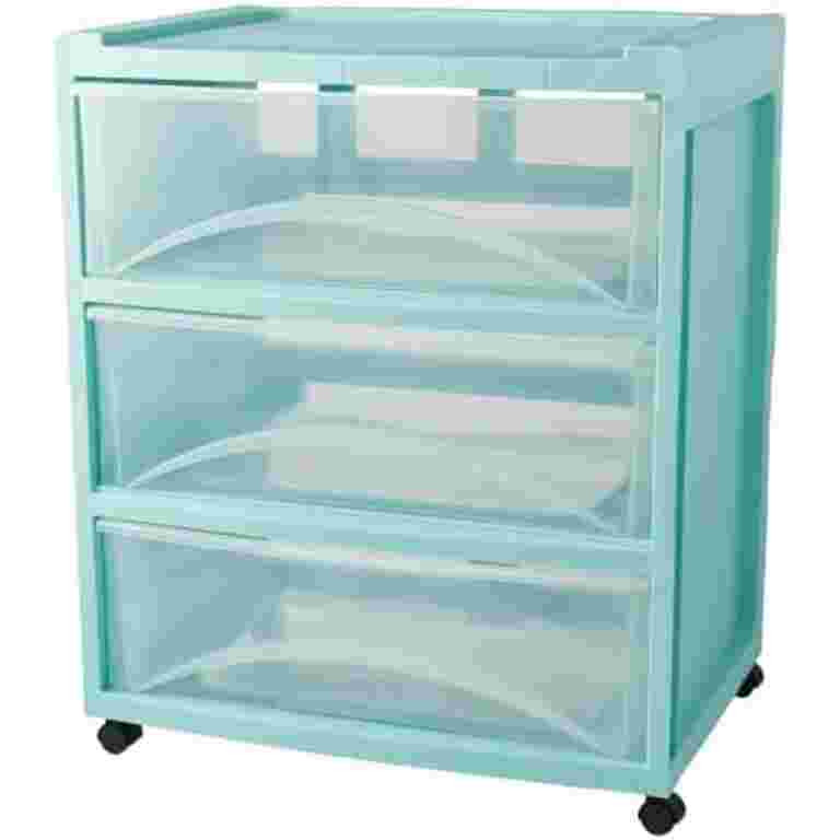 3-Drawer Wide Plastic Storage Cart with Wheels, Mint Green, Mobile Organizer with Casters for Hom... | Walmart (US)