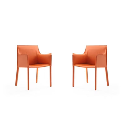 Set of 2 Paris Saddle Leather Armchairs Coral - Manhattan Comfort | Target