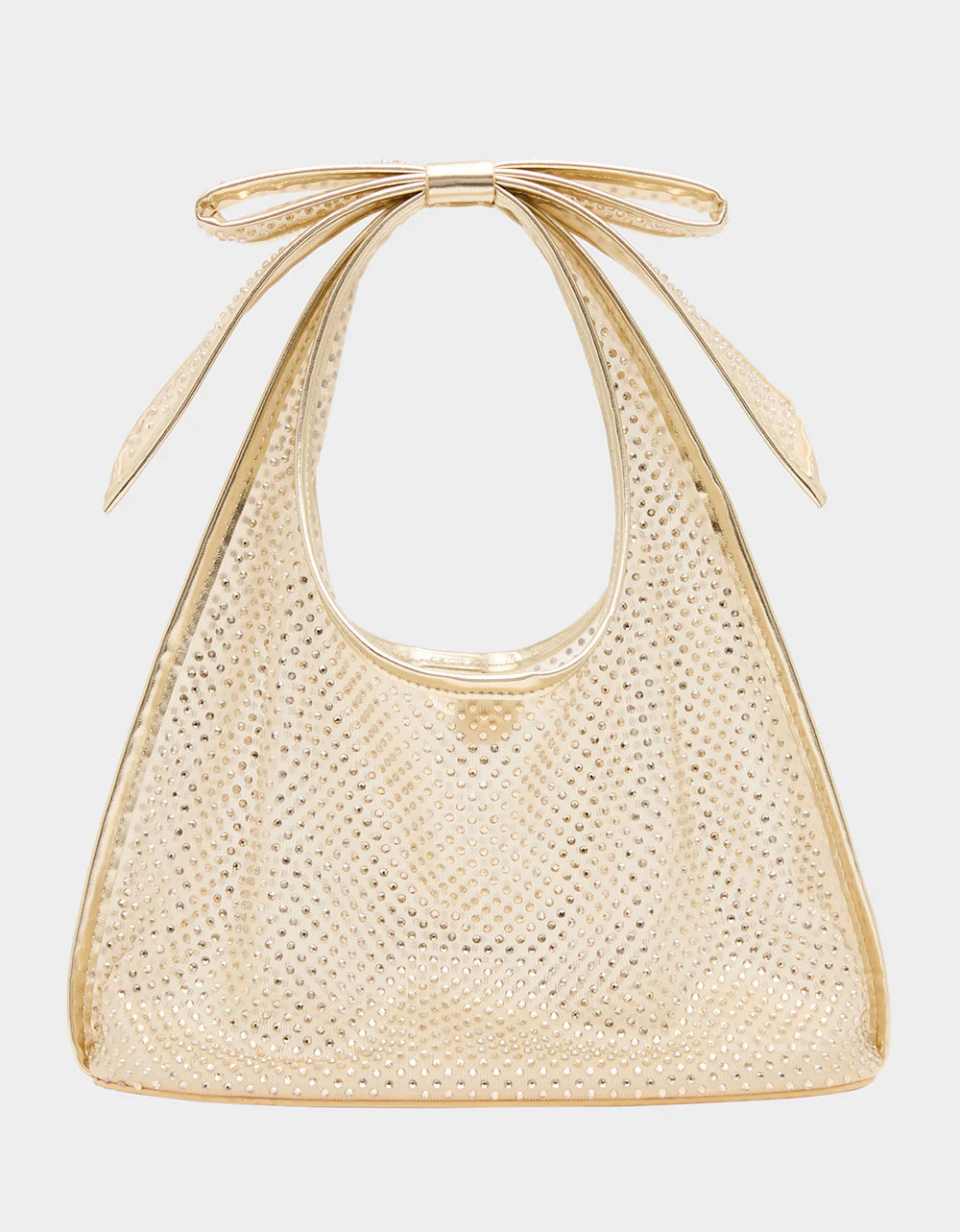 BOW MINI MESH Gold Rhinestone Embellished Women's Shoulder Bag | Betsey Johnson