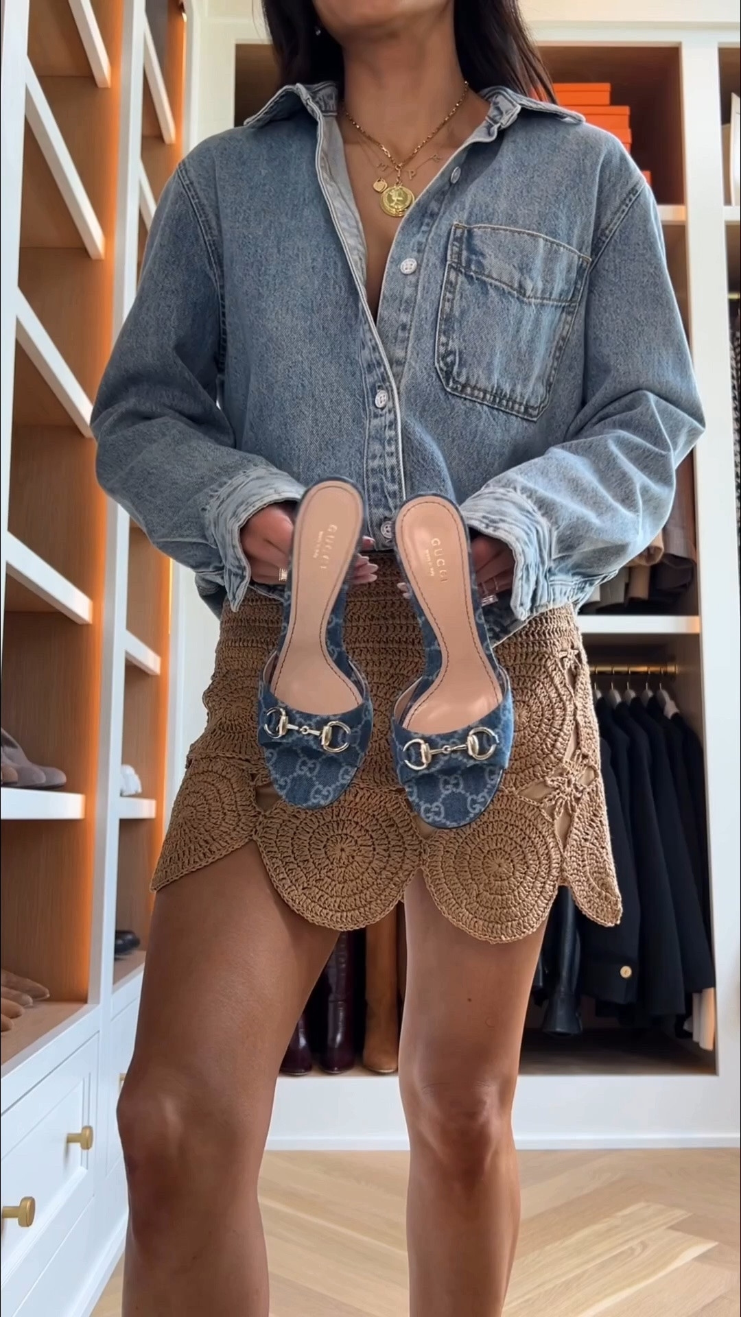Just got these Gucci denim heels and I’m obsessed! Love how they pop against miniskirts but would be so cute with denim