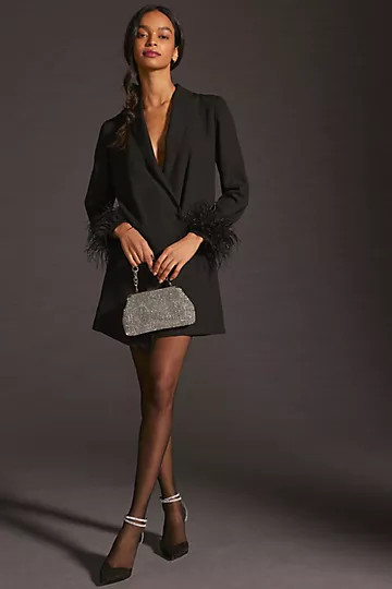 Vineet Bahl x Anthropologie Faux-Feather-Cuff Blazer Dress | Anthropologie (UK)