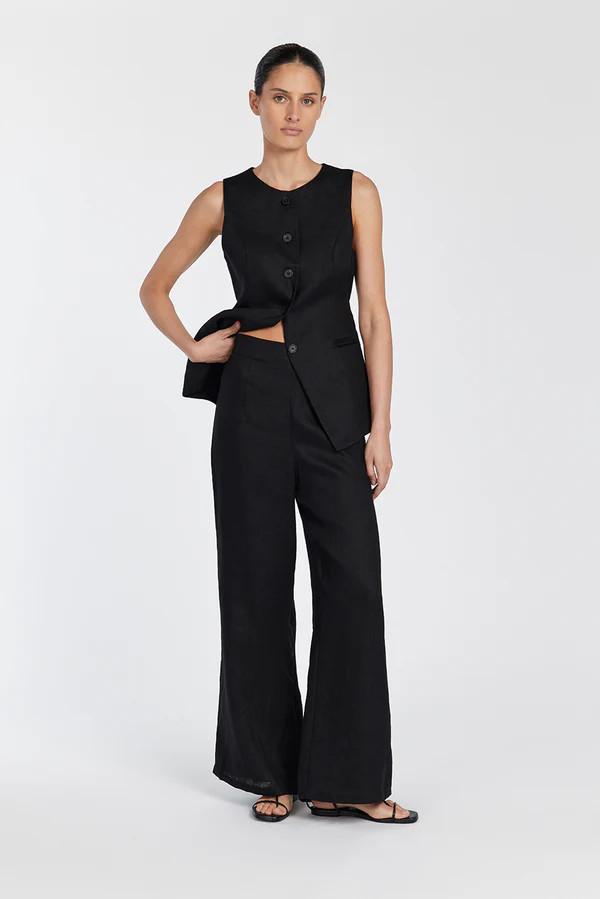 FLICK BLACK LINEN PANT | DISSH