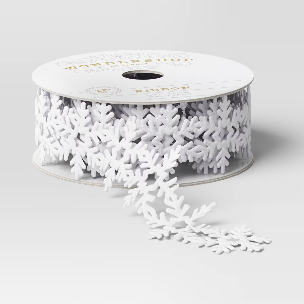 1.5" Felt Snowflake Fabric Christmas Ribbon 12' White - Wondershop™​​​​​​​ | Target
