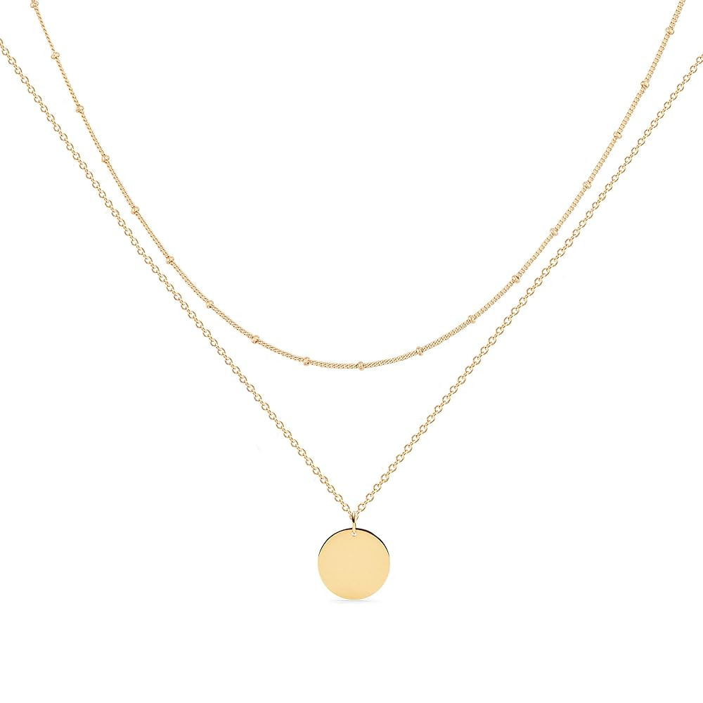MEVECCO Layered Heart Necklace Pendant Handmade 18k Gold Plated Dainty Gold Choker Arrow Bar Laye... | Amazon (US)