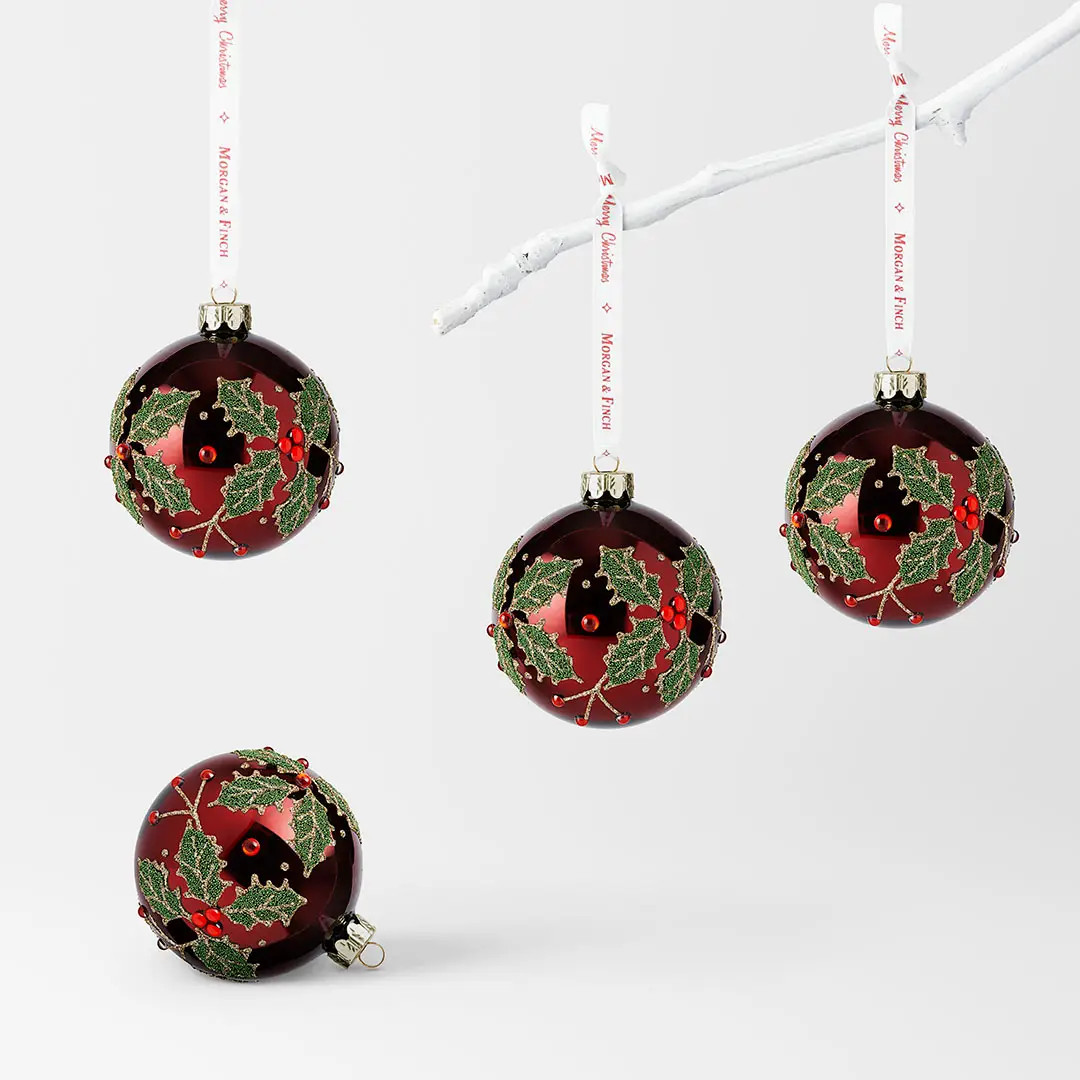 Traditional Holly And Berry Ball Set Of 4 | Bed Bath N' Table