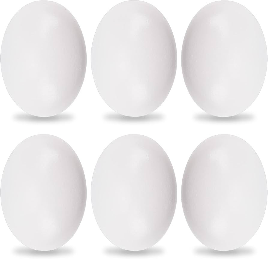YunKo 6Pcs Wooden Fake Nest Eggs Easter Eggs for Crafts Home Decor Pating Get hens to Lay Eggs Wh... | Amazon (US)