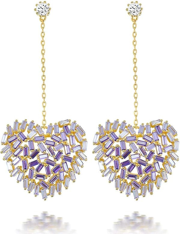 Love Heart Earrings Studs for Women Cubic Zirconia Drop Dangle Earrings Ear Studs | Amazon (US)