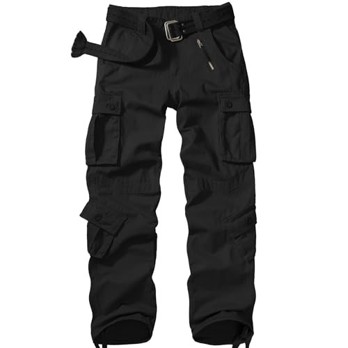 Men's Cargo Pants Casual Military Tactical Rip Stop Work Cotton Pants 8 Pockets (7533 Black 40) | Amazon (US)