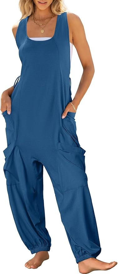 ANRABESS Women Overalls Jumpsuits Loose Casual Dressy Sleeveless Baggy Harem Pants Romper Jumpers... | Amazon (US)