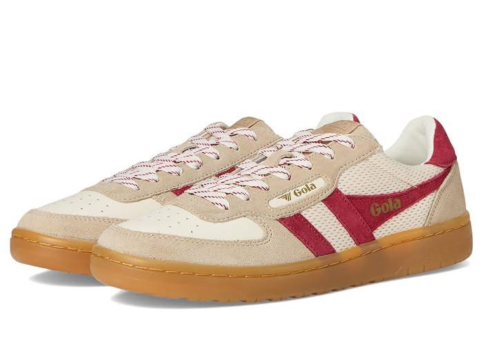 Gola Hawk '83 Women's Shoes White/Bone/Deep Red/Gum : 7.5 B - Medium, Leather | Zappos.com