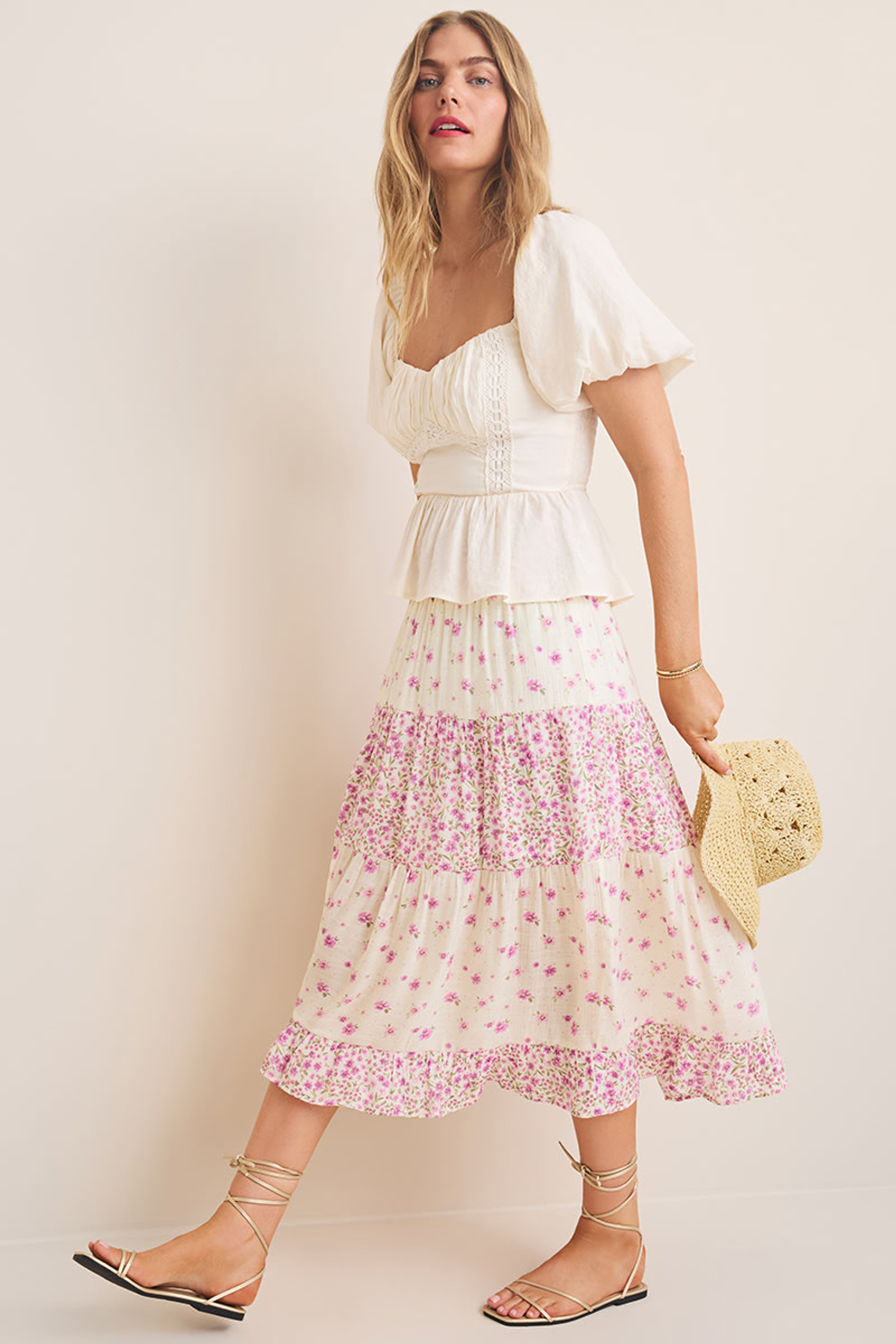 Jennifer Tiered Floral Midi Skirt | Francesca's