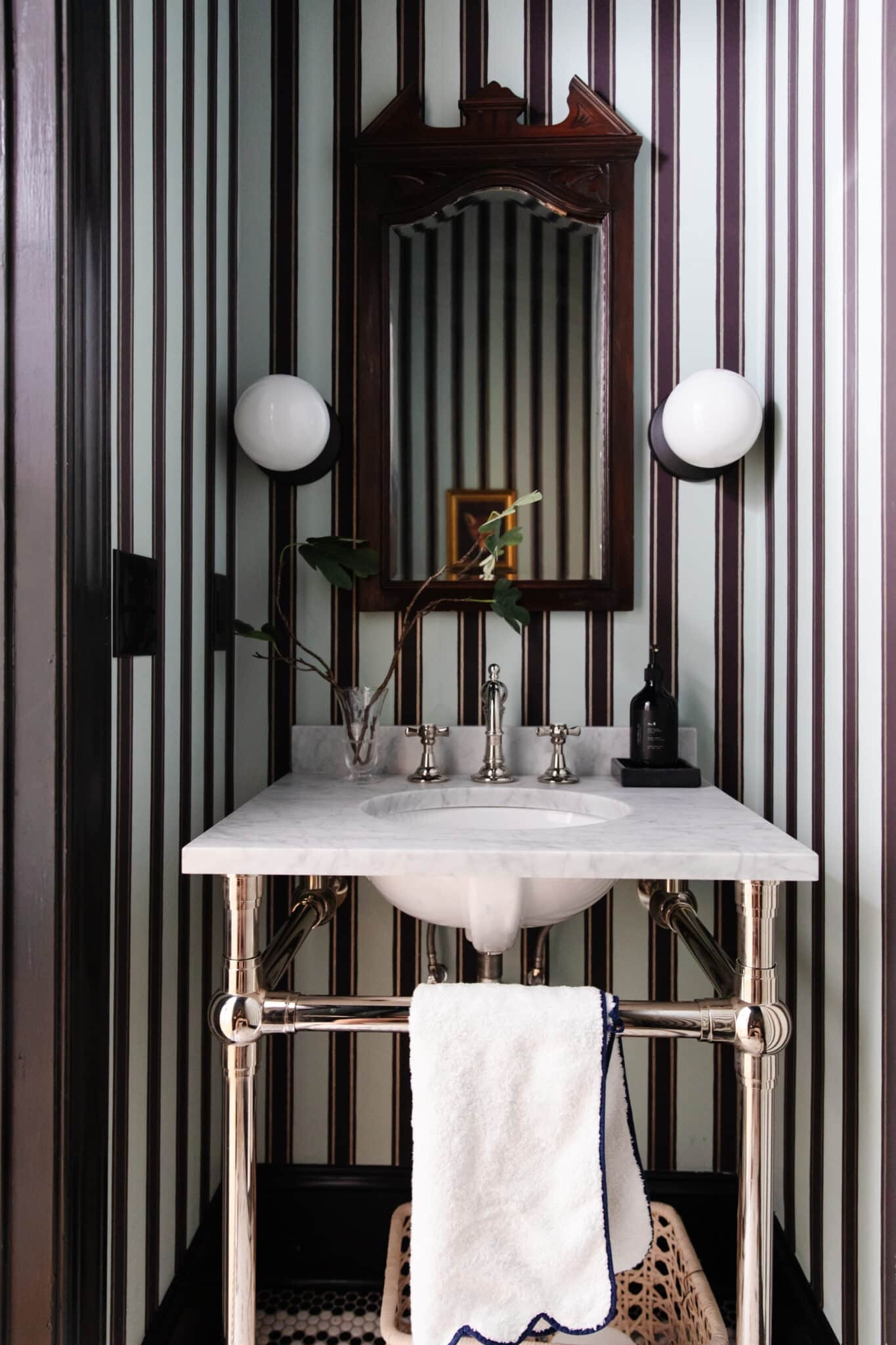 Whether you are styling a powder room, entry, or a front porch, just try and remember our STYLING acronym. Find out more at chrislovesjulia.com👌

Wall sconces, scallop hand towel, wall mirror, marble tray, glass vase, striped wallpaper 

#LTKFindsUnder100 #LTKHome #LTKStyleTip
