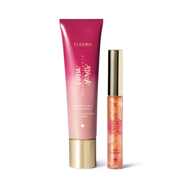 Combo Niina Secrets Luminous: Iluminador Corpo e Rosto 60ml + Gloss Labial Bronze 5,2ml | Eudora | Eudora (BR)