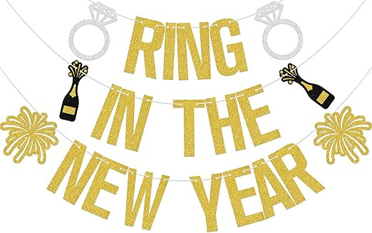 Ring in The New Year Banner New Year's Bridal Shower Decorations New Years Engagement Party Suppl... | Amazon (US)