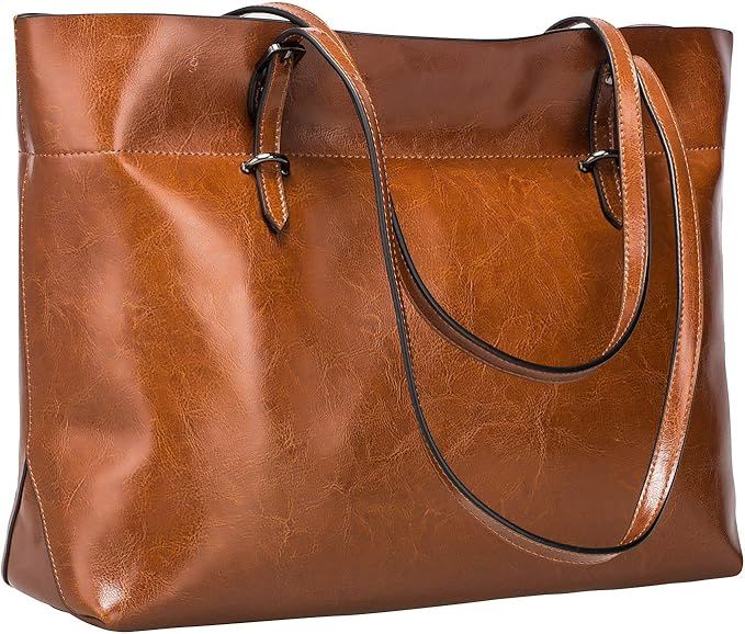 S-ZONE Women Vintage Genuine Leather Tote Shoulder Bag Handbag Upgraded Version Medium | Amazon (US)