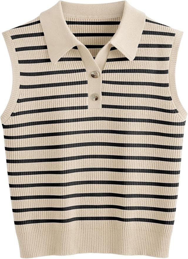 LILLUSORY Womens Vest Tops for Women Striped Dressy Cropped Tanks Sweaters Cute Sleeveless Cardig... | Amazon (US)