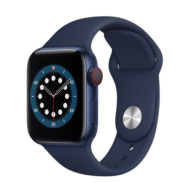 Apple Watch Series 6 GPS + Cellular, 40mm Blue Aluminum Case with Deep Navy Sport Band - Regular | Apple (US)