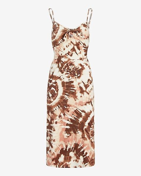 Tie-Dye Soft Summer Tie Front Midi Dress | Express