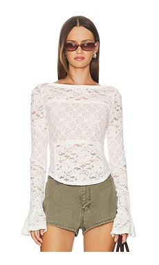 Free People Lace Layering Long Sleeve in Sugar Swizzle from Revolve.com | Revolve Clothing (Global)